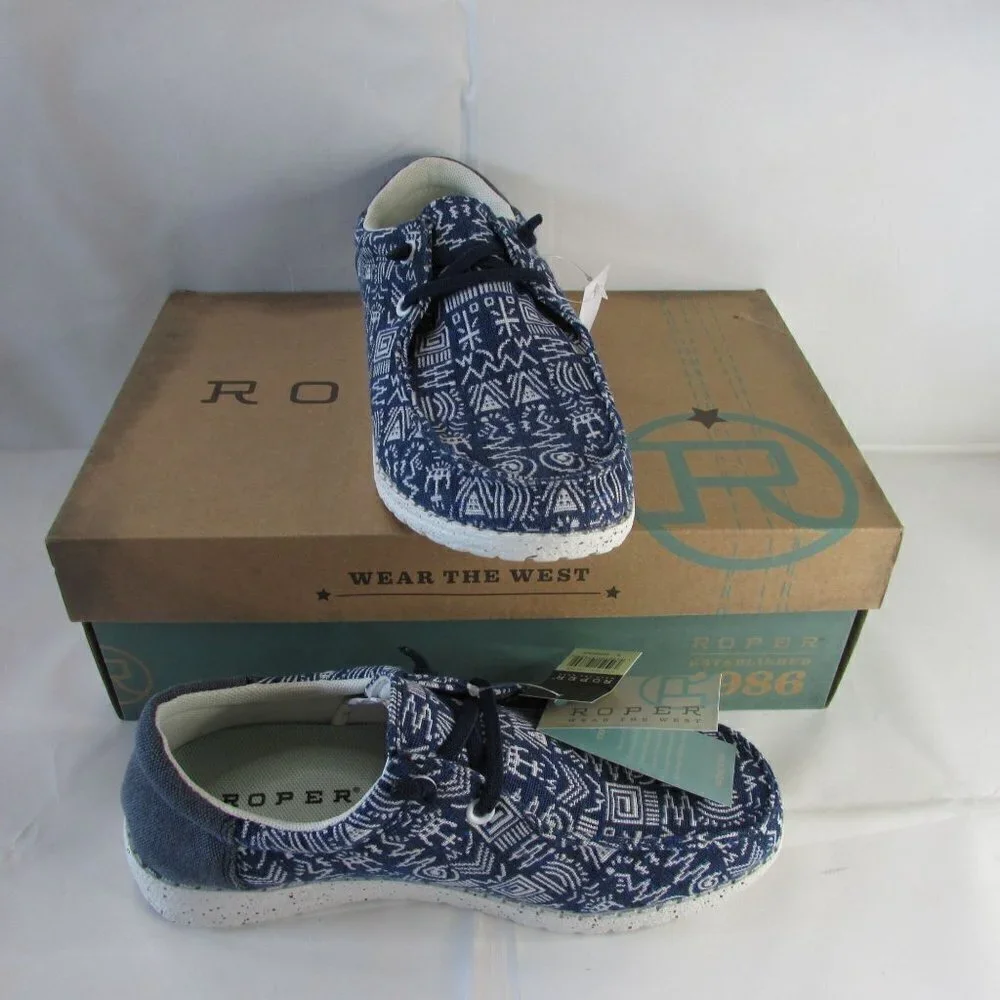 Roper Women's Lightweight Hang Loose Loafer - Navy/Beige Aztec